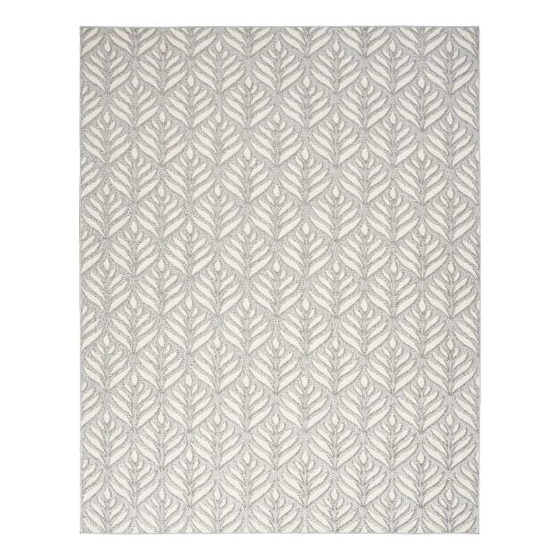 Pemberly Row Contemporary 7'x10' Gray Fabric Tropical Area Rug