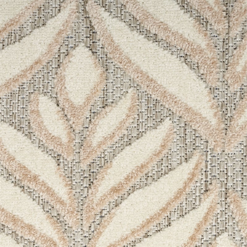 Pemberly Row Contemporary 7'x10' Ivory Gray Fabric Tropical Area Rug