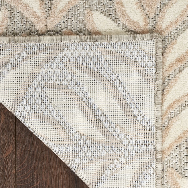 Pemberly Row Contemporary 7'x10' Ivory Gray Fabric Tropical Area Rug