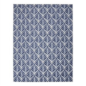 Pemberly Row Contemporary 9'x12' Blue Fabric Tropical Area Rug