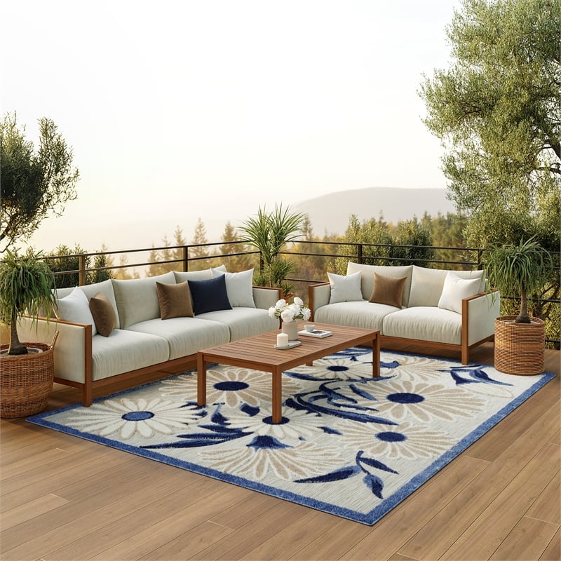 Pemberly Row Modern / Contemporary 6'x9' Blue Gray Fabric Area Rug