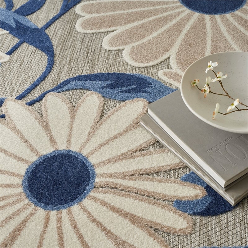 Pemberly Row Modern / Contemporary 6'x9' Blue Gray Fabric Area Rug