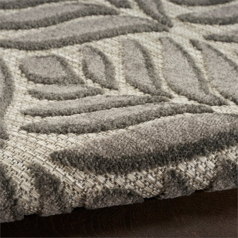 Pemberly Row Contemporary 6'x9' Charcoal Fabric Tropical Area Rug