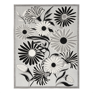 Pemberly Row Modern / Contemporary 5'x8' Black White Fabric Area Rug