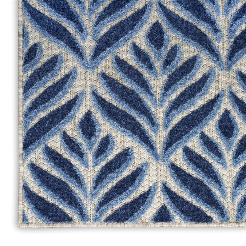 Pemberly Row Contemporary 5'x8' Blue Fabric Tropical Area Rug