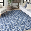 Pemberly Row Contemporary 5'x8' Blue Fabric Tropical Area Rug