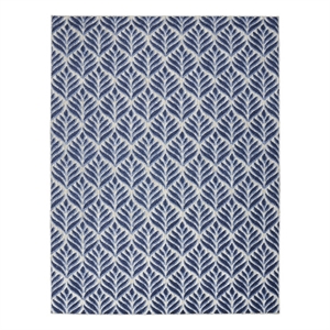 Pemberly Row Contemporary 5'x8' Blue Fabric Tropical Area Rug