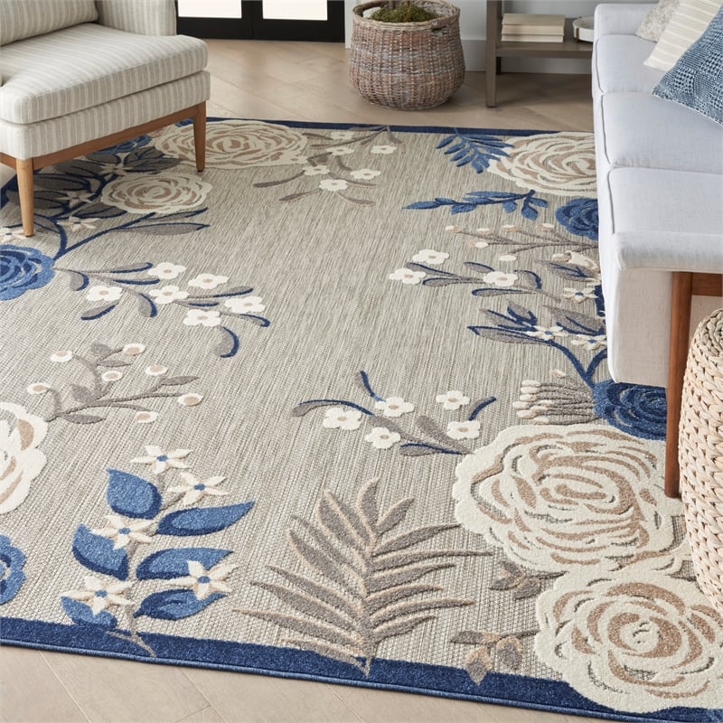 Pemberly Row Modern / Contemporary 5'x8' Blue Gray Fabric Area Rug