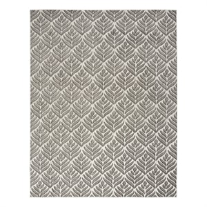 Pemberly Row Contemporary 63x89&quot Fabric Rug in Charcoal Tropical Finish