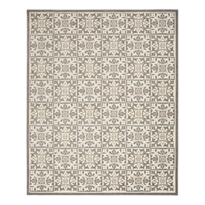 Pemberly Row Contemporary 63x89&quot Fabric Rug in Ivory/Gray Finish