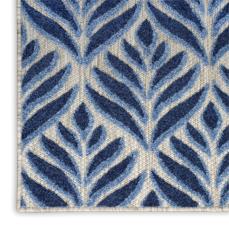 Pemberly Row Contemporary 7'x10' Blue Fabric Tropical Area Rug