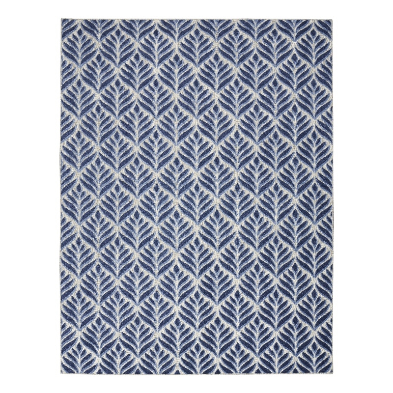 Pemberly Row Contemporary 7'x10' Blue Fabric Tropical Area Rug