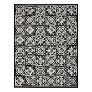Pemberly Row 94x126&quot Modern Fabric Rug in Black White Finish