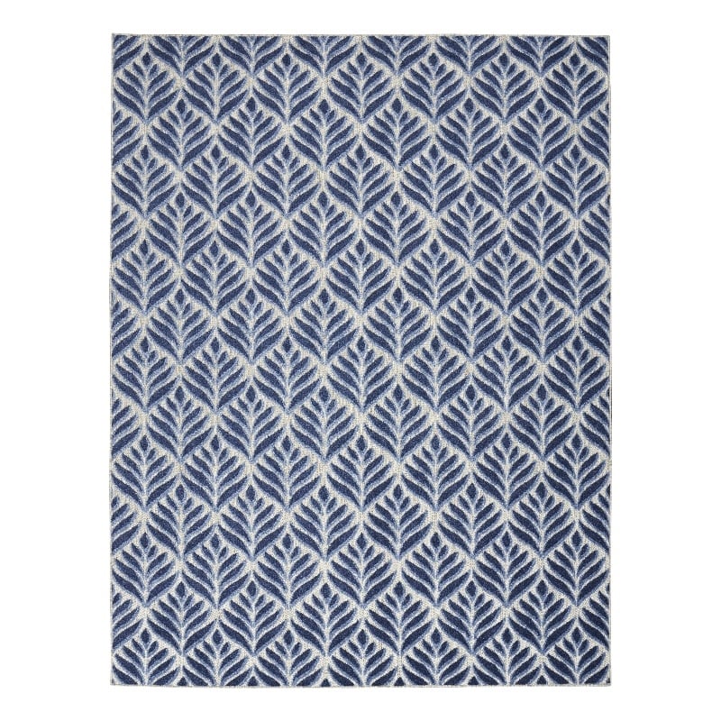 Pemberly Row Contemporary 8'x11' Blue Fabric Tropical Area Rug