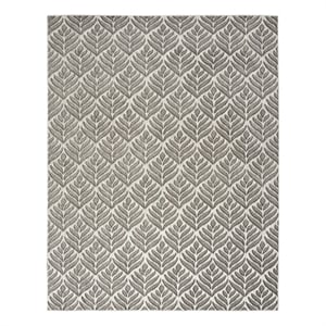 Pemberly Row Contemporary 8'x11' Charcoal Fabric Tropical Area Rug