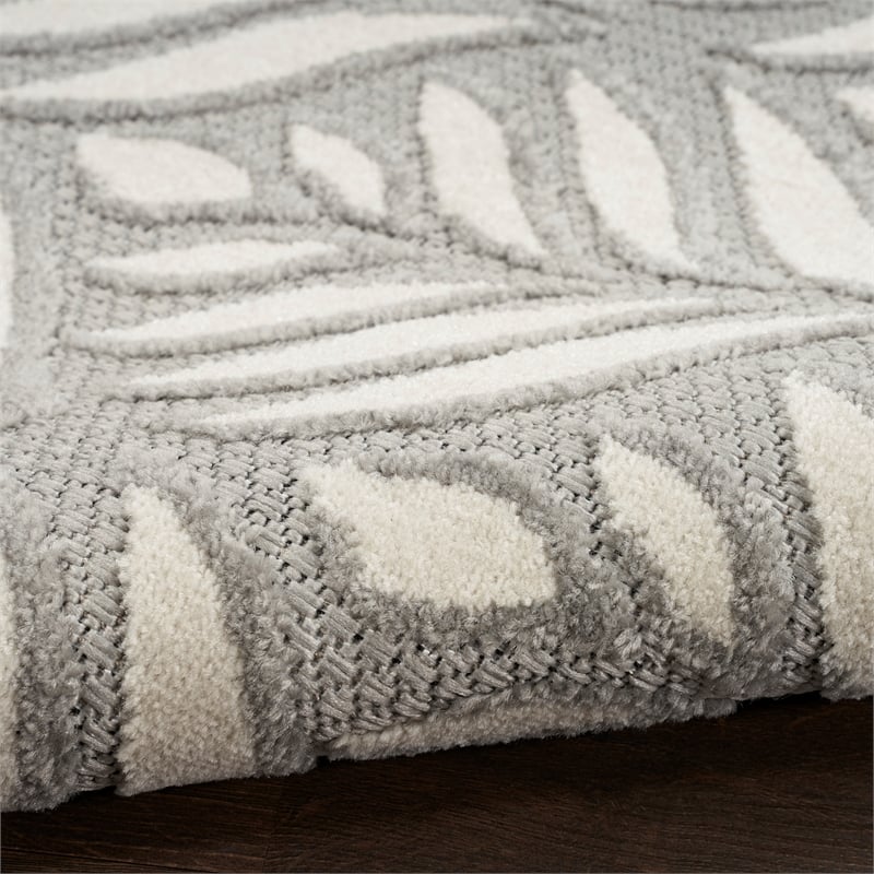 Pemberly Row Contemporary 8'x11' Gray Fabric Tropical Area Rug