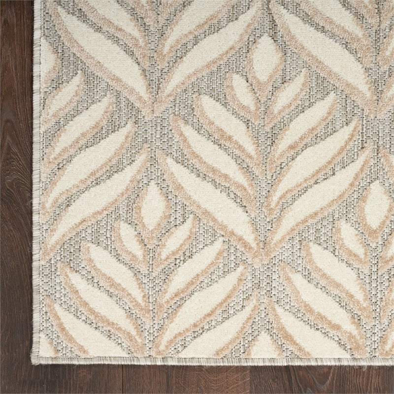Pemberly Row Contemporary 8'x11' Ivory Gray Fabric Tropical Area Rug