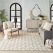 Pemberly Row Contemporary 8'x11' Ivory Gray Fabric Tropical Area Rug