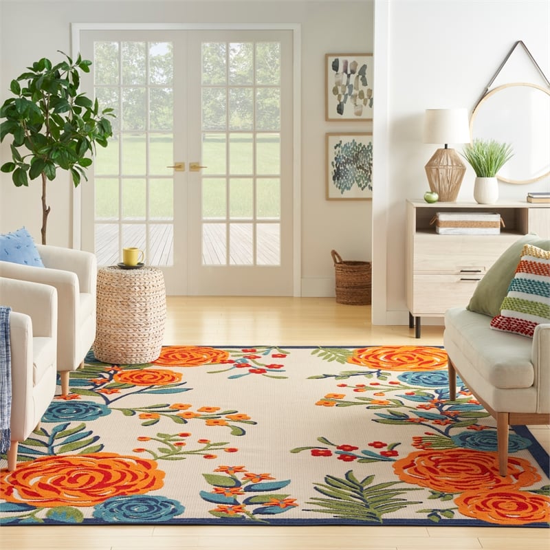 Pemberly Row Modern / Contemporary 8'x11' Multicolor Fabric Area Rug
