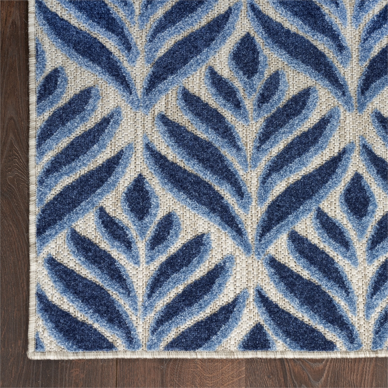 Pemberly Row Contemporary 4'x6' Blue Fabric Tropical Area Rug