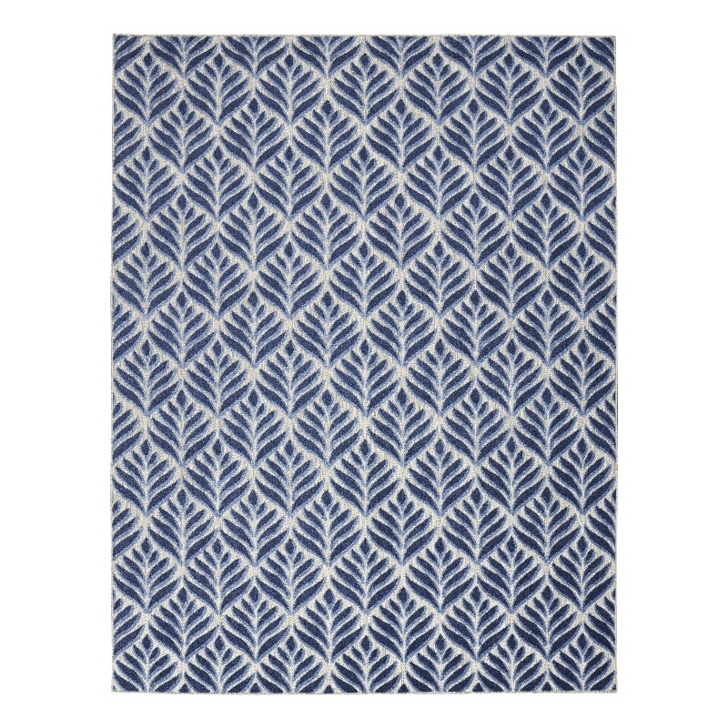 Pemberly Row Contemporary 4'x6' Blue Fabric Tropical Area Rug