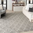 Pemberly Row Contemporary 4'x6' Charcoal Fabric Tropical Area Rug