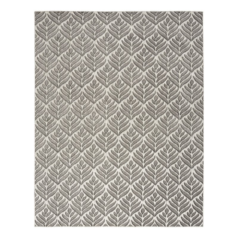 Pemberly Row Contemporary 4'x6' Charcoal Fabric Tropical Area Rug