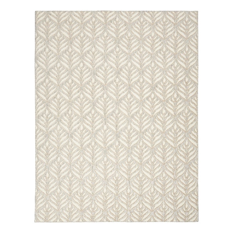Pemberly Row Contemporary 4'x6' Ivory Gray Fabric Tropical Area Rug