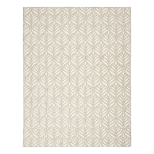 Pemberly Row Contemporary 4'x6' Ivory Gray Fabric Tropical Area Rug