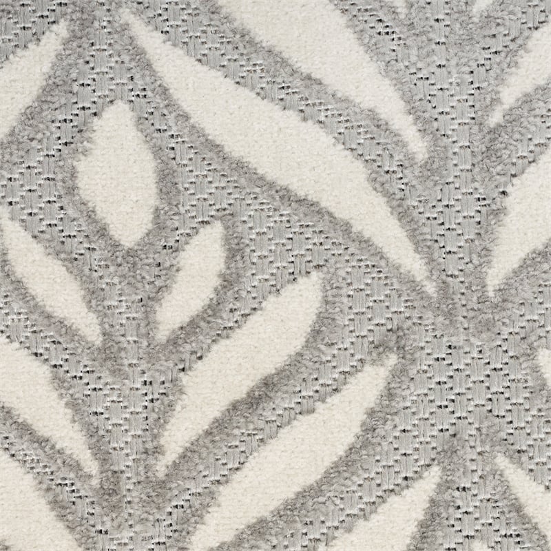Pemberly Row Contemporary 9'x12' Gray Fabric Tropical Area Rug