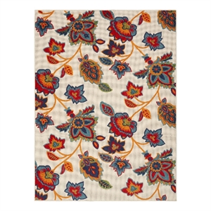 Pemberly Row 108x144&quot Farmhouse Fabric Outdoor Rug in Multi-Color