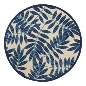 Pemberly Row Contemporary 5'3&quotxRound Navy Indoor/Outdoor Rug
