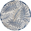 Pemberly Row Contemporary 8' Round Ivory Navy Fabric Tropical Area Rug