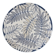 Pemberly Row Contemporary 8' Round Ivory Navy Fabric Tropical Area Rug