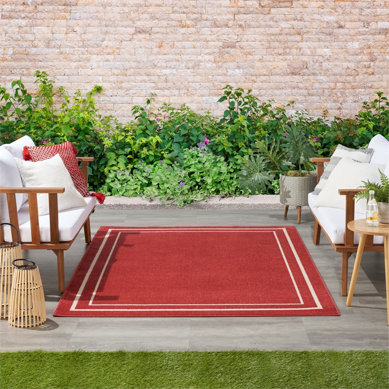 Pemberly Row Modern / Contemporary 5'x7' Brick Ivory Fabric Area Rug
