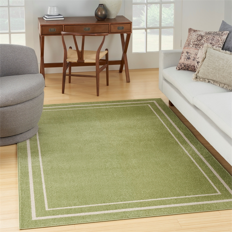 Pemberly Row Modern / Contemporary 5'x7' Green Ivory Fabric Area Rug