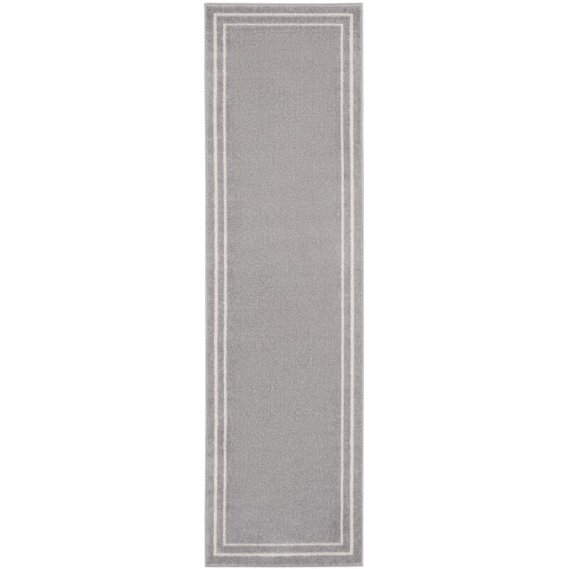 Pemberly Row 2'x6' Grey/Ivory Contemporary Indoor/Outdoor Rug