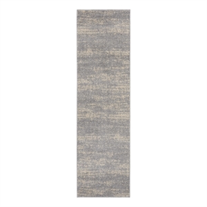 Pemberly Row 24x72&quot Contemporary Indoor/Outdoor Rug in Gray/Ivory