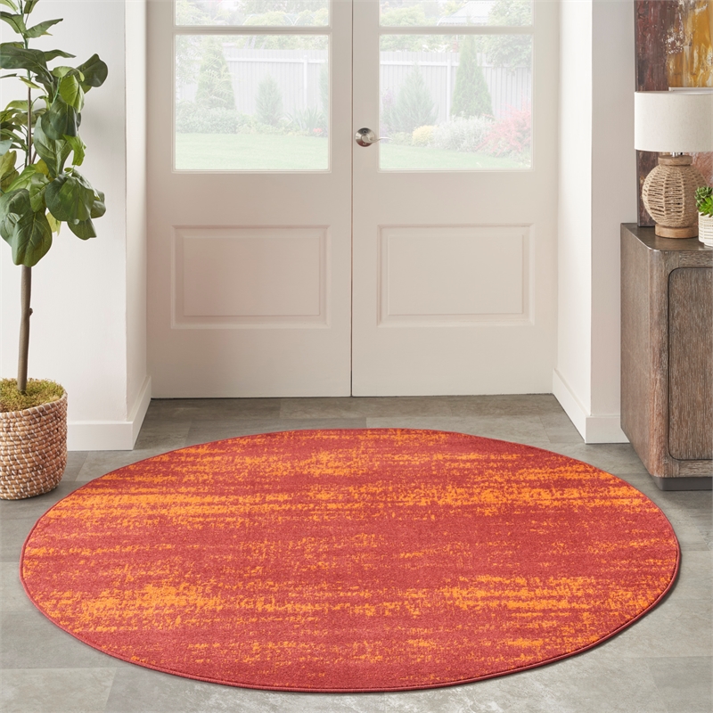 Pemberly Row Modern / Contemporary 6' Round Red Indoor/Outdoor Rug