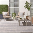 Pemberly Row Contemporary 10'x14' Grey/Beige Indoor/Outdoor Rug