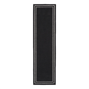 Pemberly Row 2'x6' Black Ivory Contemporary Indoor/Outdoor Rug