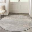 Pemberly Row Contemporary 6' Round Grey/Beige Indoor/Outdoor Rug