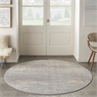 Pemberly Row Contemporary 6' Round Grey/Beige Indoor/Outdoor Rug