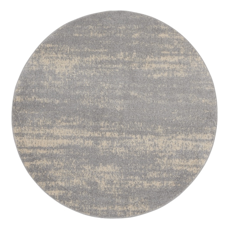 Pemberly Row Contemporary 6' Round Grey/Beige Indoor/Outdoor Rug