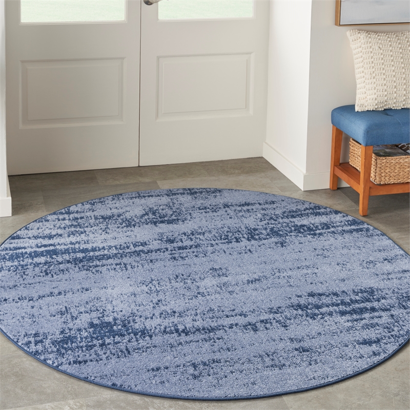 Pemberly Row Modern / Contemporary 6' Round Denim Indoor/Outdoor Rug