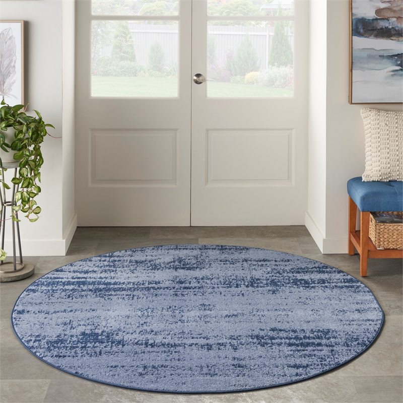 Pemberly Row Modern / Contemporary 6' Round Denim Indoor/Outdoor Rug