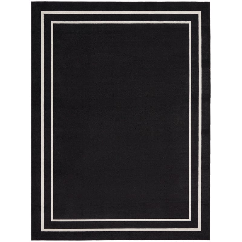 Pemberly Row 8'x10' Black Ivory Contemporary Indoor/Outdoor Rug