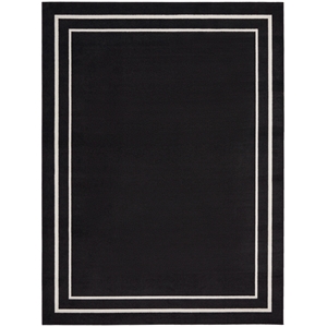 Pemberly Row 8'x10' Black Ivory Contemporary Indoor/Outdoor Rug