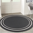 Pemberly Row 8' Round Black Ivory Contemporary Indoor/Outdoor Rug