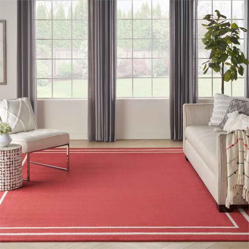 Pemberly Row 8'x10' Brick/Ivory Contemporary Indoor/Outdoor Rug
